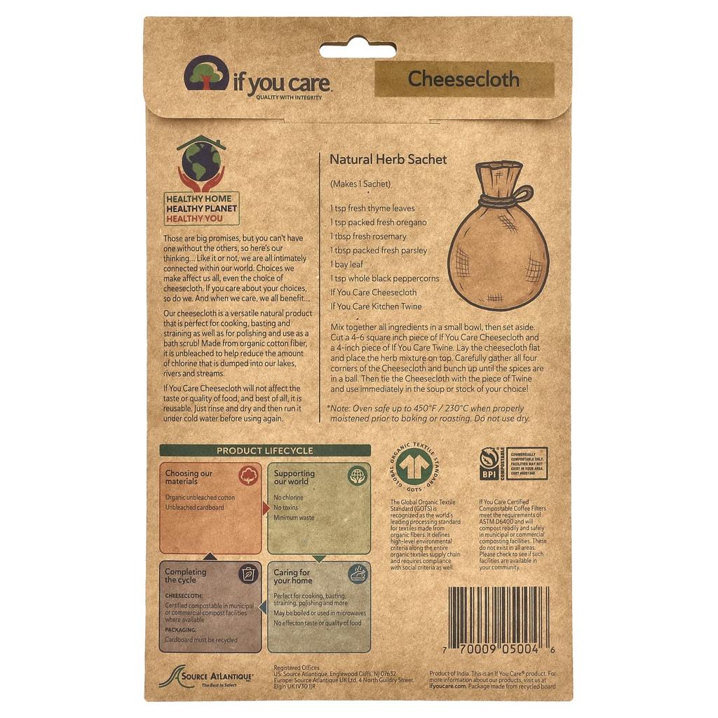 Organic Unbleached Cheesecloth, 2 Sq Yard