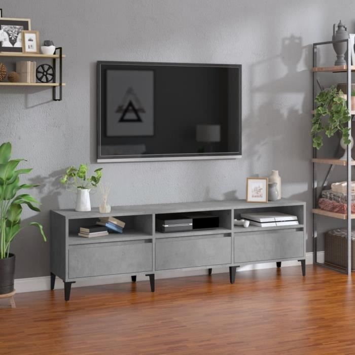 VidaXL Meuble TV gris béton 150x30x44,5 cm bois d'ingénierie 831921