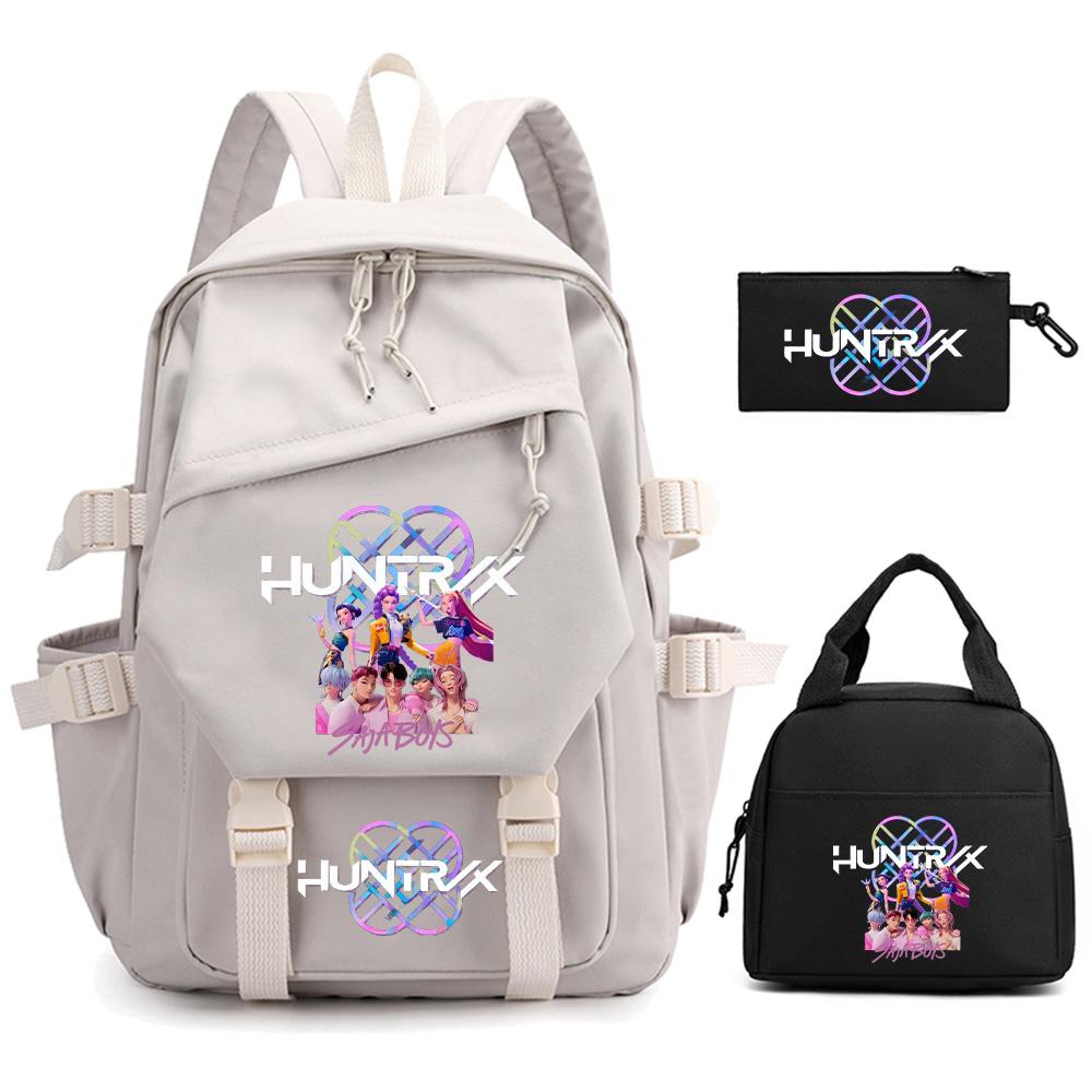 3 Stück/Set Cartoon Kpop Dämonenjäger Bedruckter Rucksack für Teenager Junge Mädchen Kinder Große Kapazität Schultasche Studenten-Buchtasche Damen Reisetasche Mochila
