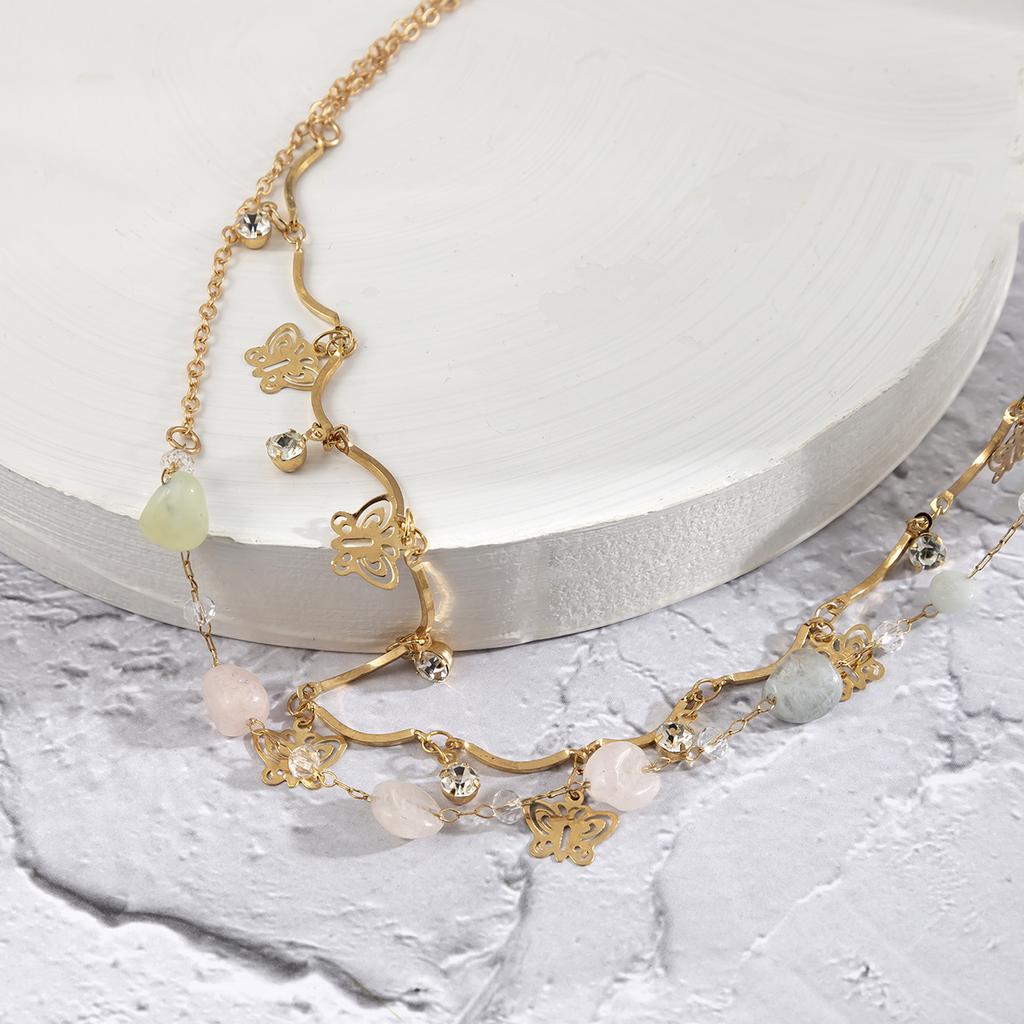 Accessories, sexy double metal body chain, creative hollow small butterfly rhinestone gravel waist chain for women