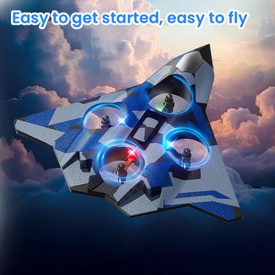 Letadlo na dálkové ovládání s LED světly 360stupňová otočka Mini pěnový model stíhačky Nastavitelná rychlost Děti Dospělí 2,4 GHz RC letadlo Hračka