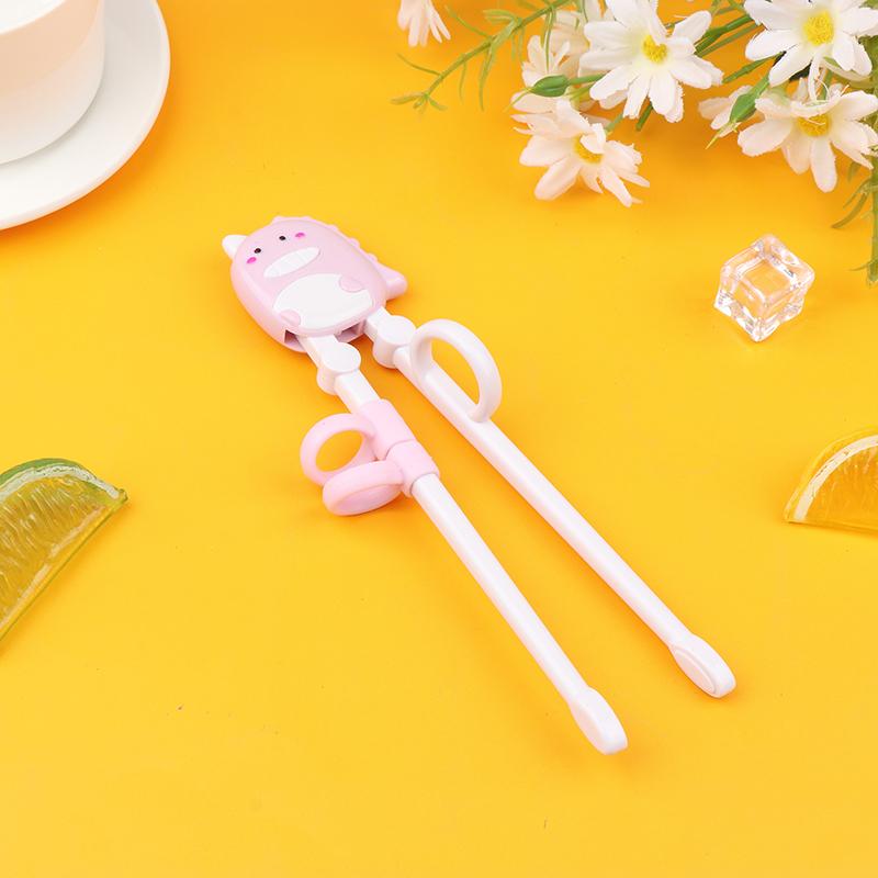 

Мультяшные обучающие палочки для еды BPA Free для детей с динозаврами, нескользящие палочки для еды для суши, для детей, милая посуда, инструмент для еды розовый