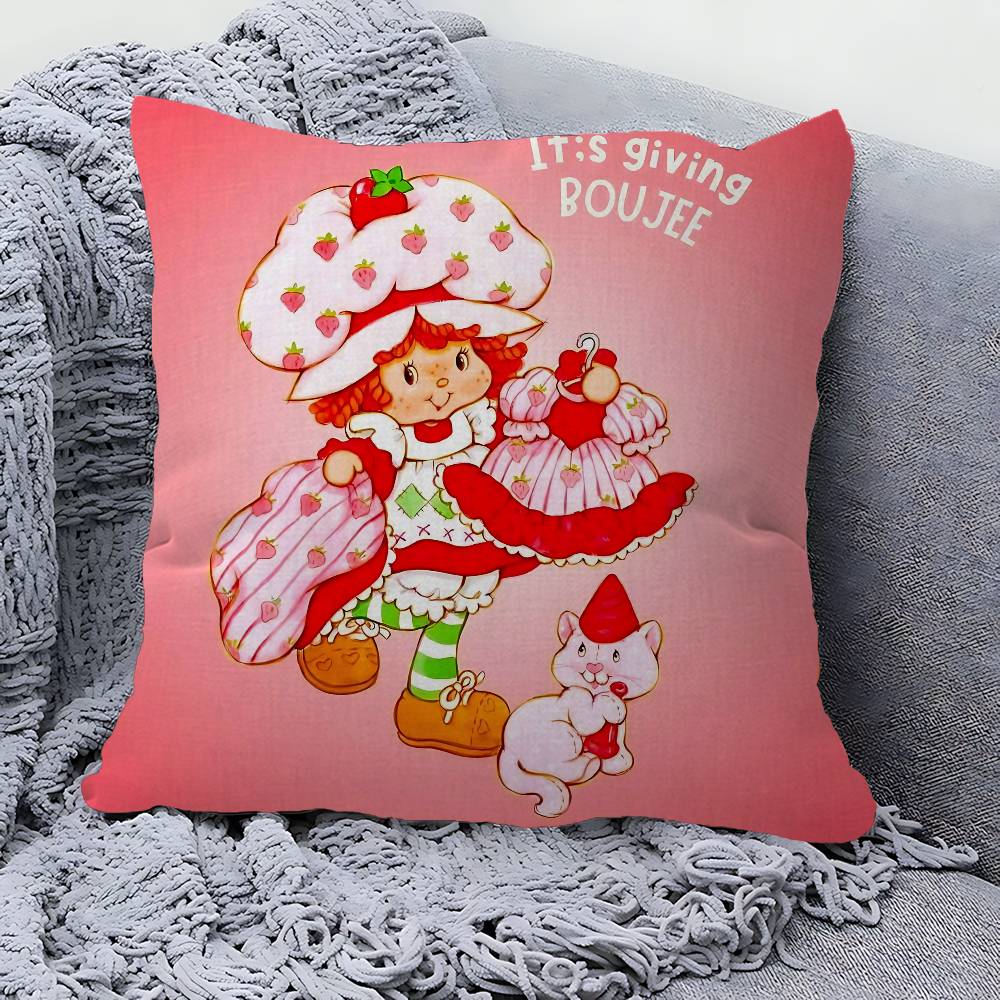S-Strawberry-shortcake Girl Pillowcase Toon Gift Cushion Cover Bedroom Home Sofa Chair Seat Decor Pillow Case