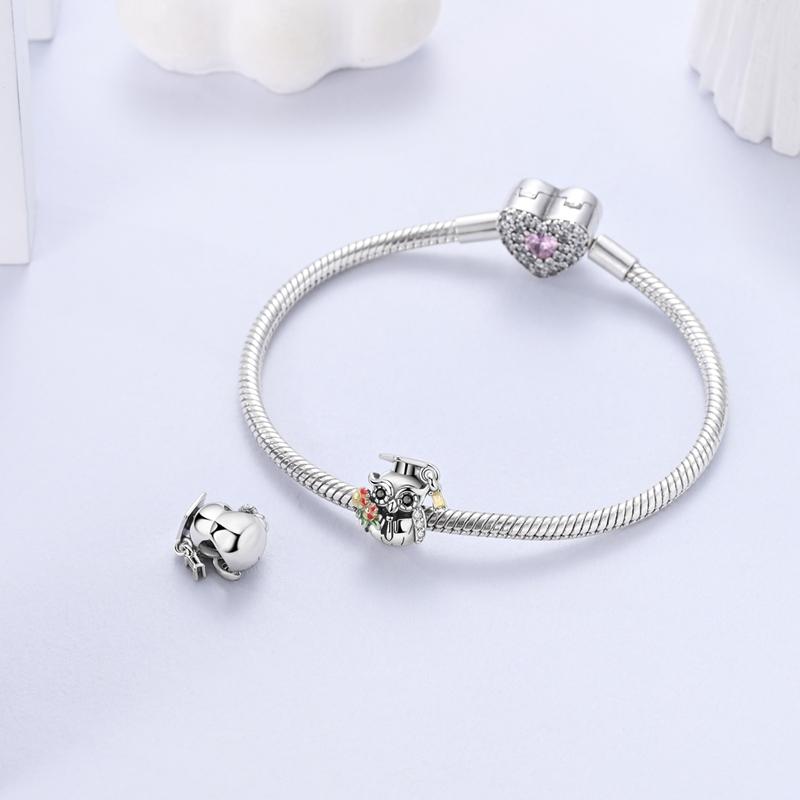 Bachelor'S Cap Owl Beads Copper Plated Original Fit Originalcharms Bracelet Beads Jewelry Diy Gifts For Women