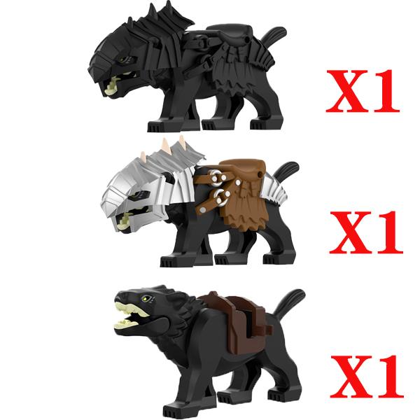 MOC Medieval Wolf Building Blocks Castle Army Knight Soldiers Figures Mount Animal Bricks Toys Gift DF004