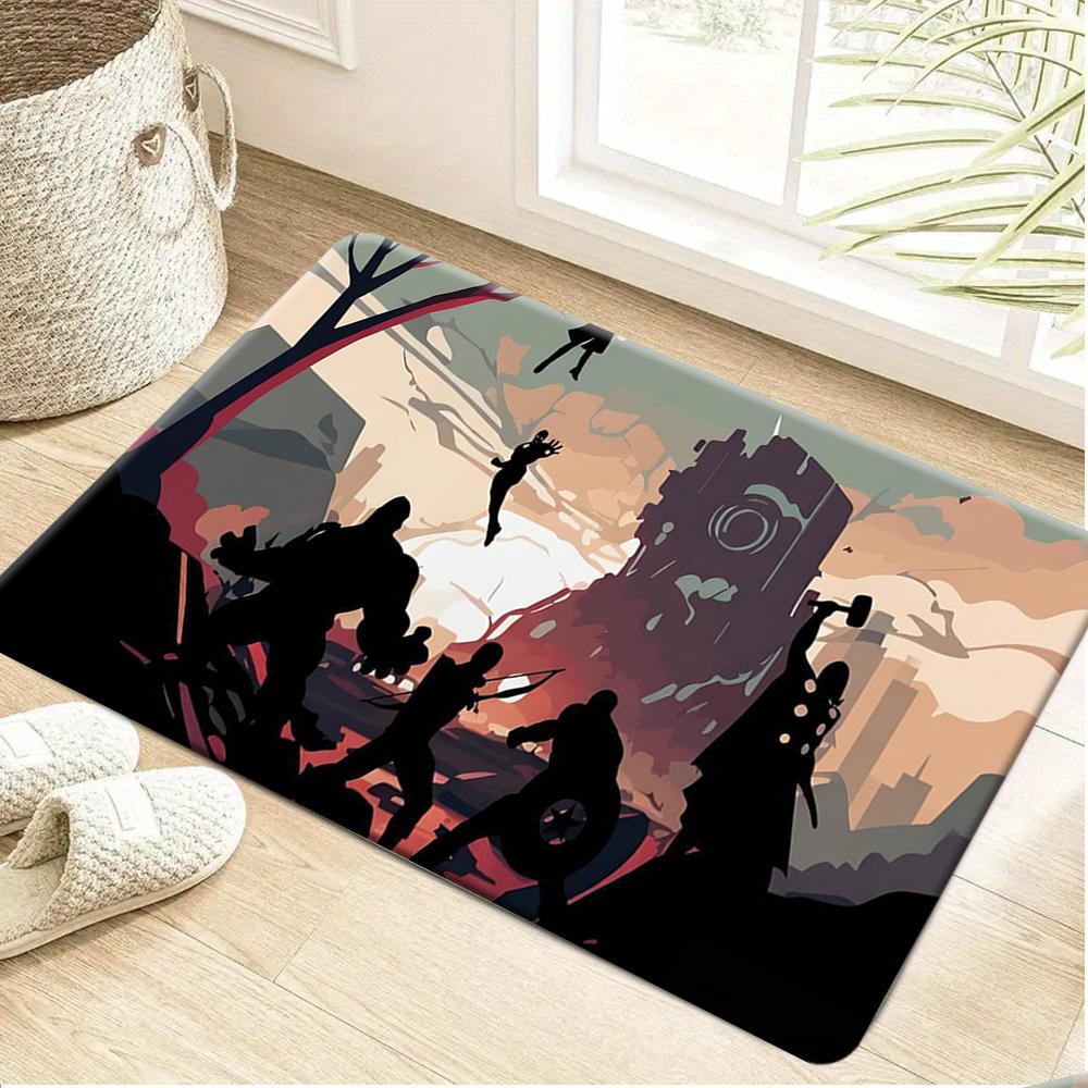 1pc MARVEL Superhero & Classic Movie Hero Floor Mat - Soft Polyester, Machine Washable, Rectangular Design with Vibrant Colors