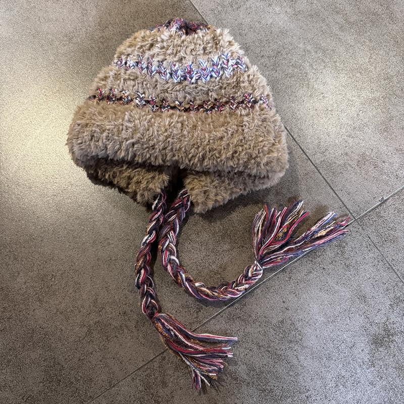 Winter Plush Hat With Color Blocking And Big Head Circumference Design Daily For