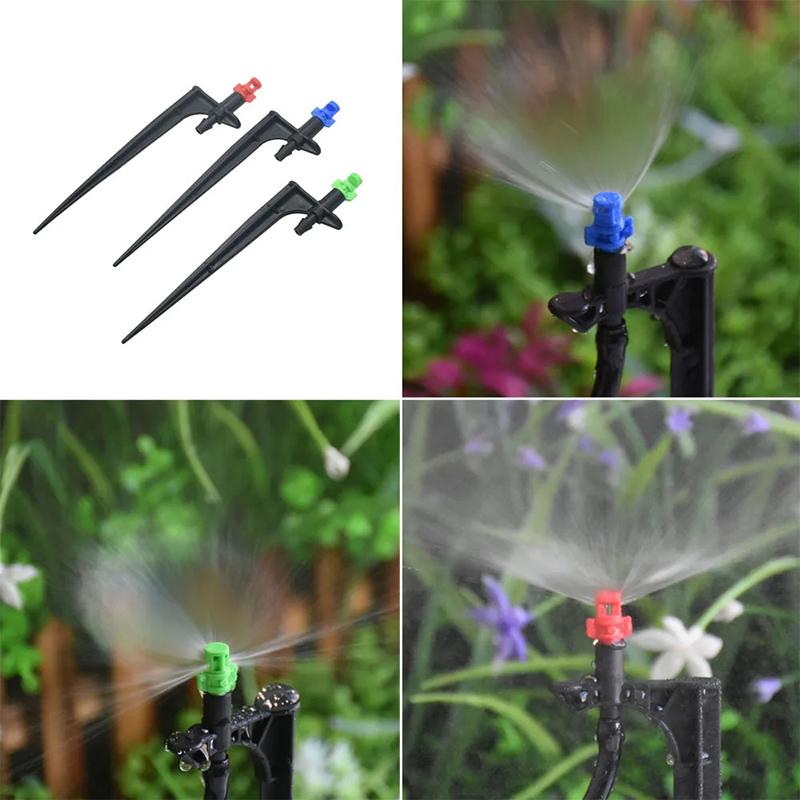 10Pcs 90/180/360 Degree Micro Misting Nozzle 16.5Cm Stake Hose Connector Greenhouse Garden Irrigation Watering Sprinkler