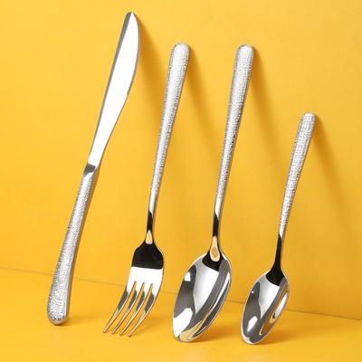 304 Edelstahl Löffel Tafelgeschirr Elegantes Stern Diamant Tuch Riss Westliches Essen Steakmesser Gabel Löffel Dessertlöffel
