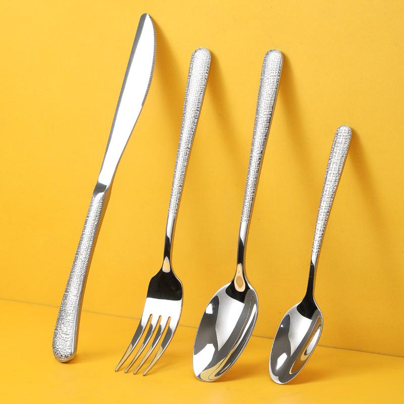 304 stainless steel spoon tableware elegant star diamond cloth crack western food steak knife fork spoon dessert spoon