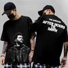 Schwarzes Oversized-Baumwoll-T-Shirt mit Retro-Porträt von The Weeknd und „Dawn FM“-Logo für treue Fans des R&B-Stars