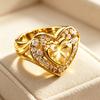 1 Eleganter gelber Damen-Verlobungsring in Herzform mit Rubin, luxuriöser synthetischer Edelstein, perfekt für Hochzeiten, Jubiläen und den Valentinstag