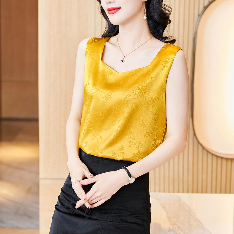 

Женская жаккардовая атласная майка - Коллекция Весна 2025: Элегантный, Неподвластный времени, Топ без рукавов 2XL