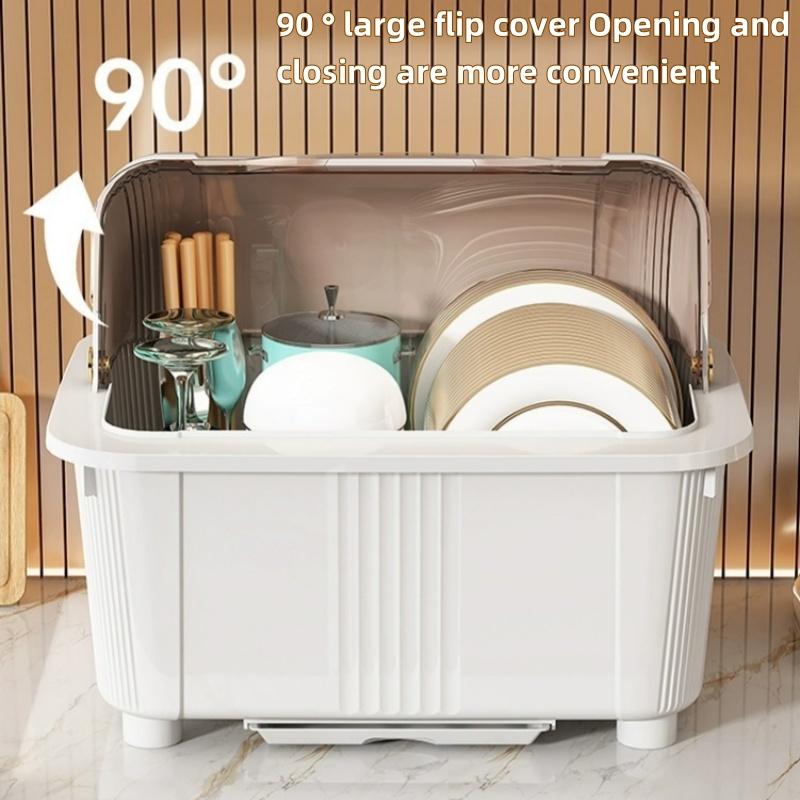 Velkokapacitní kuchyňská mísa úložný organizér odkapávač na nádobí prachotěsný úložný box odkapávač sušák na nádobí kuchyňské doplňky