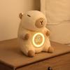 Soft Plush Capybara Alarm Clock with Digital Display USB Rechargeable Dimmable Bed Lamp Clock for Bedroom Decoration