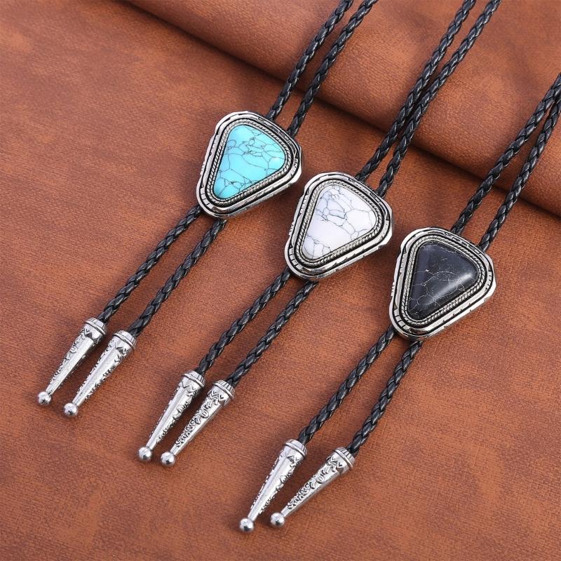 Alloy Bolo Tie for Men Cowboy Bolo Tie Necktie Collar Pendant WesternStyle Necklace for Teens Cowboy Rodeos Accessory
