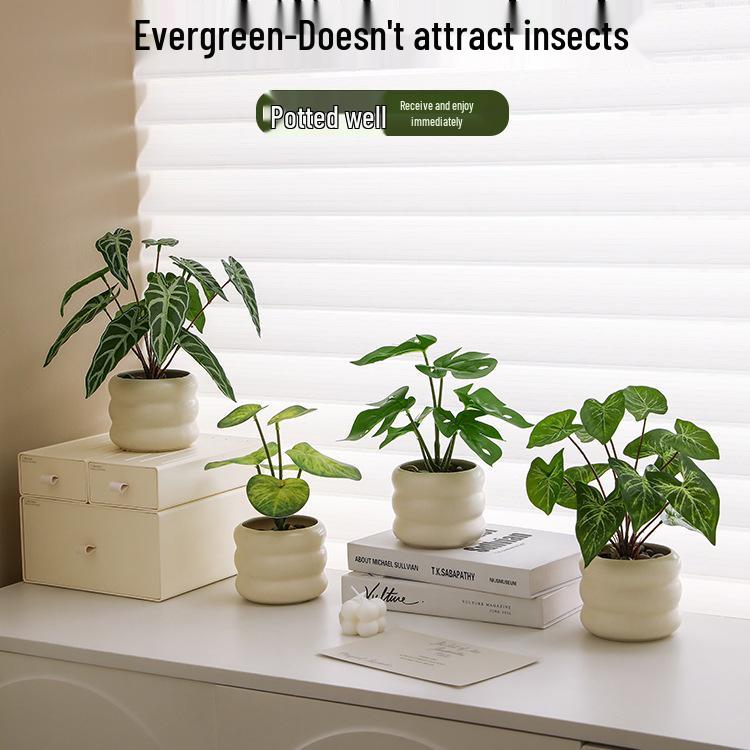 Nordic Indoor Desktop Bonsai: Artificial Green Plants for Office Decoration