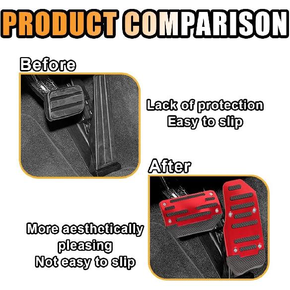 2PCS Non-Slip Car Pedal Covers, Automatic Transmission Gas Pedal Brake Pedal Cover, Aluminum Alloy Pedal Pads for Safe Driving, Car Replacement