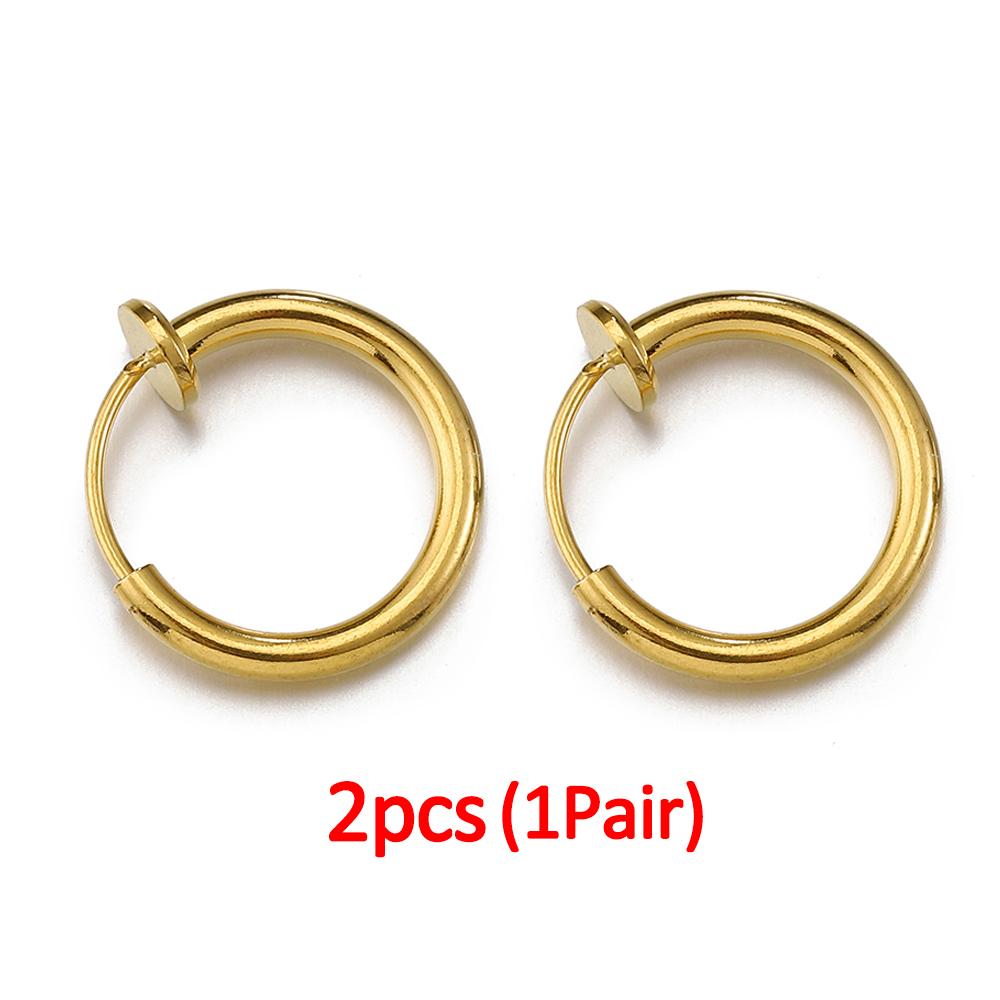 10pcs 2pcs Stainless Steel Retractable Clip On Ear Clip Hoop Non Piercing Round Earring Clips for Women Jewelry Making DIY