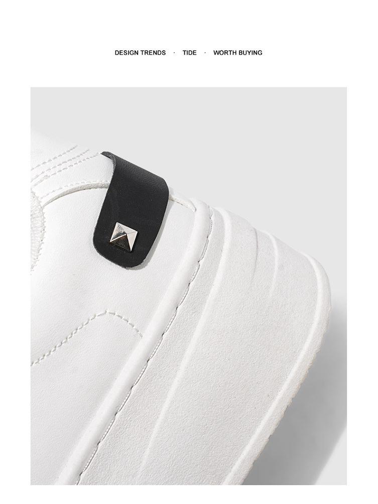 Pánské letní prodyšné bílé tenisky zvyšující výšku - Trendy ležérní skate boty na tlusté podrážce