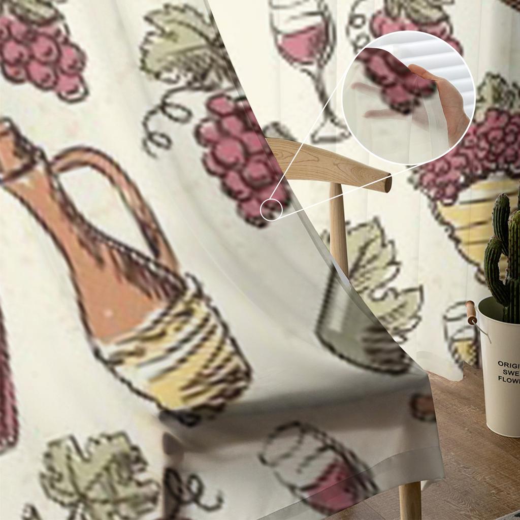 Wine Vintage Sheer Curtains for Living Room Transparent Tulle Window Treatments Bedroom Kitchen Home Decor Veil Drapes
