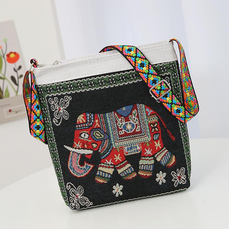 New women's messenger bag going out double-sided flower butterfly casual embroidery ethnic style mobile phone bag