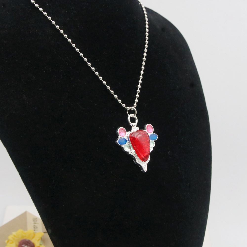 Jojos Bizarre Adventure Red Stone Of Aja Necklace Alloy Chain Pendant With Rhinestone For Cosplay Enthusiasts