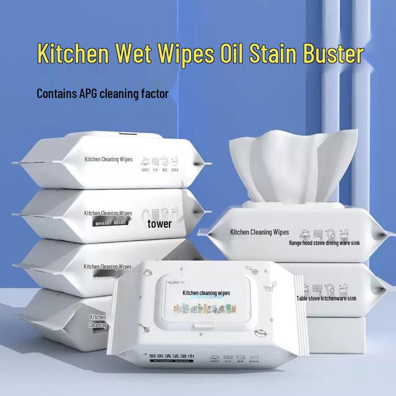 Large Thickened Kitchen Wipes: Strong Oil & Stain Removal, Disposable Wet Wipes for Range Hoods & Stoves
