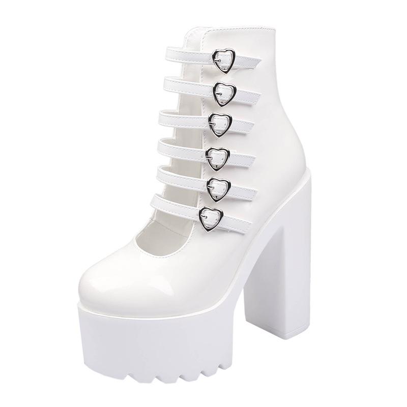 2025 14Cm Sweet Wind Patent Leather Thick Heel Waterproof Table High Heels Catwalk Height High Sexy Shoes ZYW-831-40