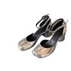 Fashion Fashion Tabi Ninja Shoes Women's Round Toe Pumps Block Heel Sandals Single Mid Heel Mary Janes Women's Pumps