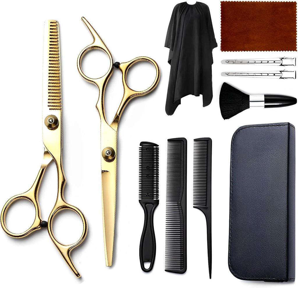 Stainless Steel Barber & Hairdressing Scissors Set: Flat Tooth & Thinning Options