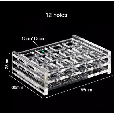 Acrylic Square Test Tube Rack 8/12/24 Holes Cell Stand Cuvettes Holder 13x13mm PMMA Cuvette Rack (12 Holes)