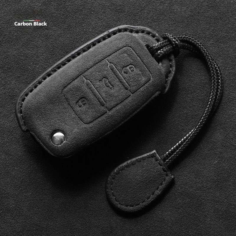 Suede Faux Leather Car Key Case Cover For VW Tiguan Atlas Arteon Taos Golf Passat B8 CC Skoda Superb A7 Kodiaq Key Case Keychain