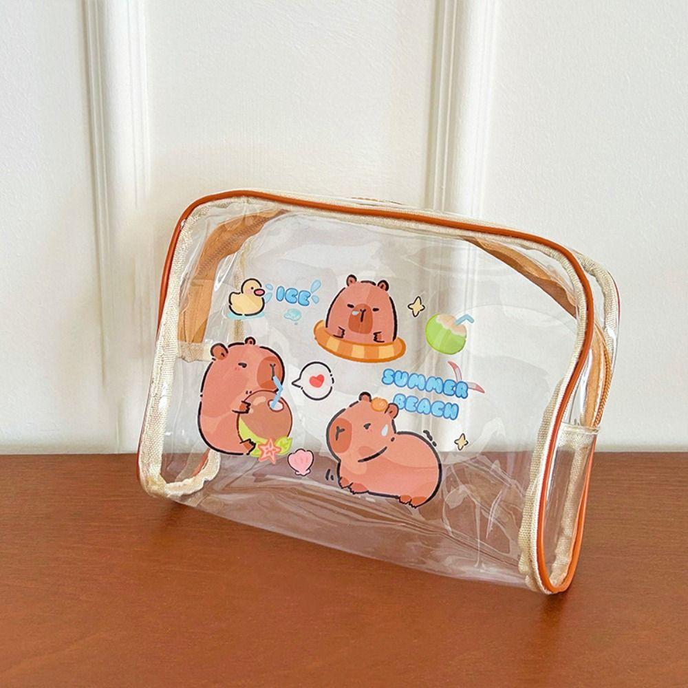 Cartoon Makeup Storage Bag Transparent Toiletry Bag PVC Capybara Makeup Bag  Girl style 1