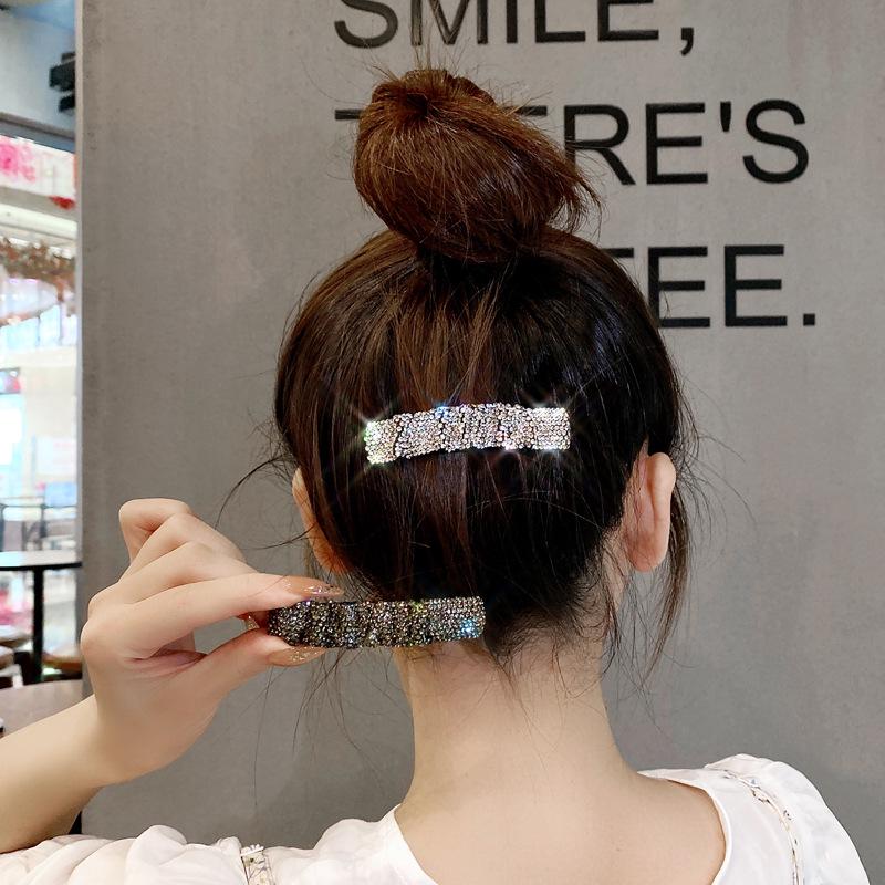 Korean Dongdaemun 2022 Rhinestone Side Hair Clip - Celebrity Style BB Clip for Bangs