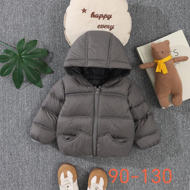 Kids Winter Puffer Jacket With Hood Soft Thick Cotton-Padded Coat Boys Girls 90-130cm