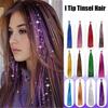 30pc 20inch I Tip Tinsel Hair Extensions Synthetic Fairy Hairpieces Glitter Tinsel Hair Party