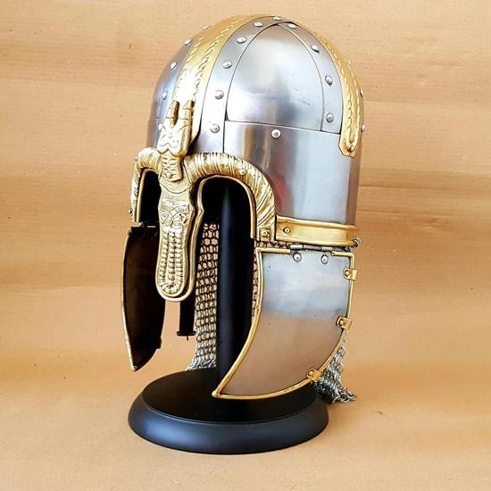 Medieval Copper gate Helmet with Stand for Saxon Viking Helmet Brass and Steel Helmet Best Gift