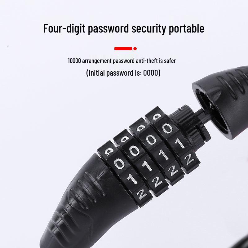 Four-Digit Anti-Theft Bicycle and Electric Vehicle Lock with Steel Wire