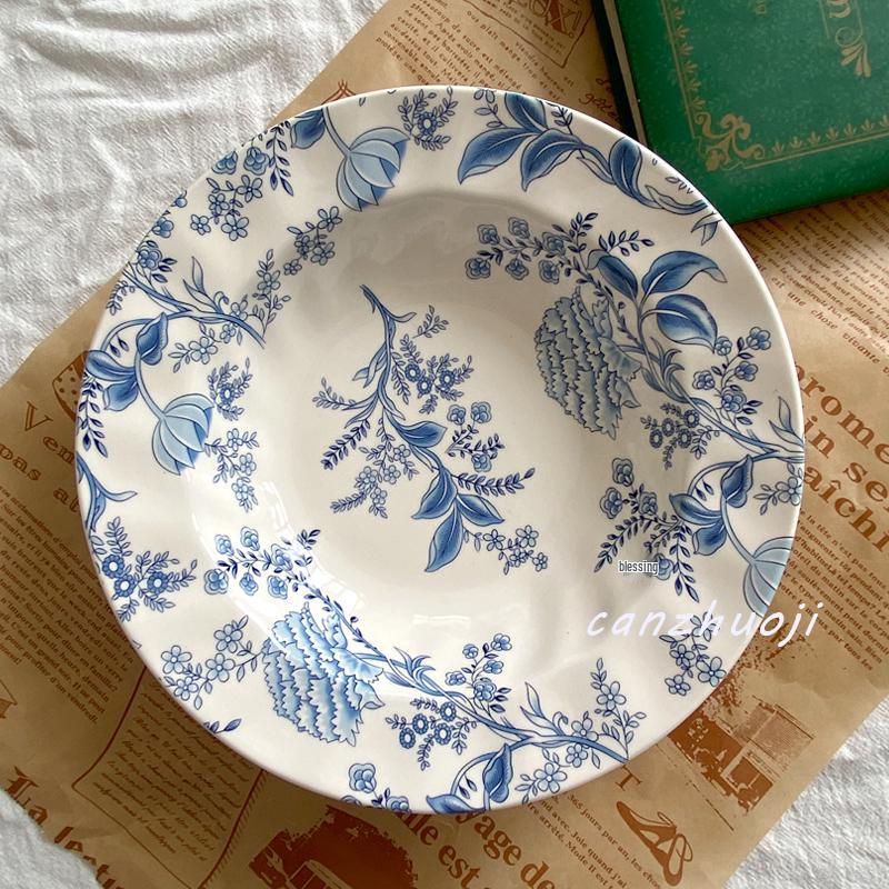 European High-Value Dinnerware Set: Underglaze Color Plate, Deep Plate, Cereal Bowl, Cup & Saucer for Desserts & Steaks.