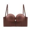 Front Closure Push Up Women's Bra Seamless Wireless Backless Bras Add Cup Thick Cup Brassiere Sexy Low Back Multiway Brassiere Gather Lingerie Female