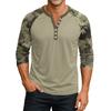 Top Masculino de Manga 3/4 Raglan Contrastante com Botões