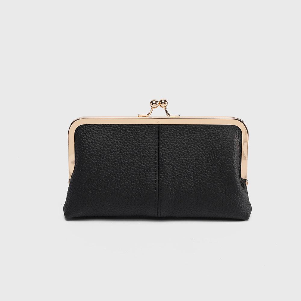 Retro Women's Long Clutch Bag with Folding Clasp and Ample Storage