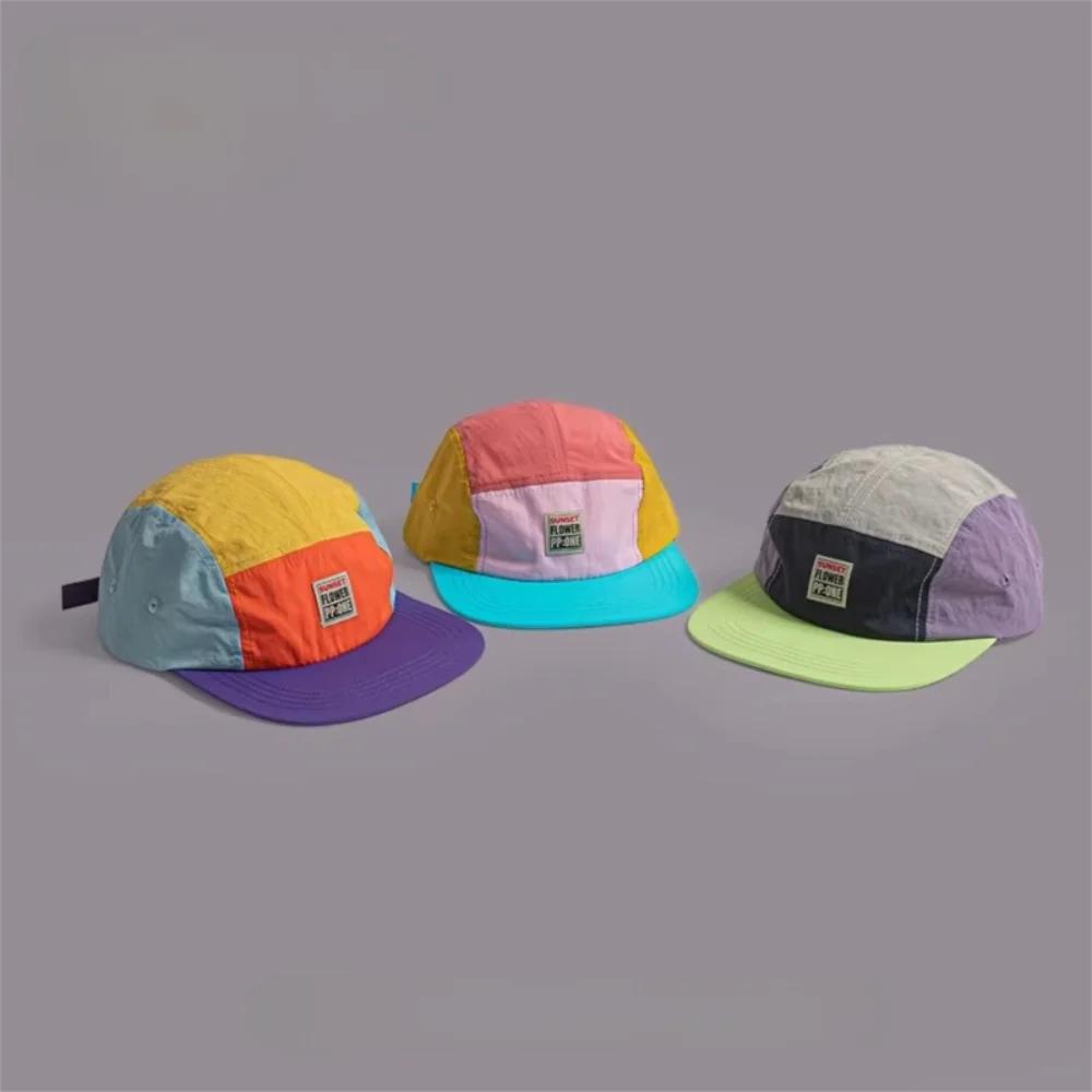 Retro Japanischer Stil Hip-Hop Hüte 5 Panel Dünne Flache Kappe Atmungsaktiv Schnelltrocknend Sonnenschutzhut Unisex