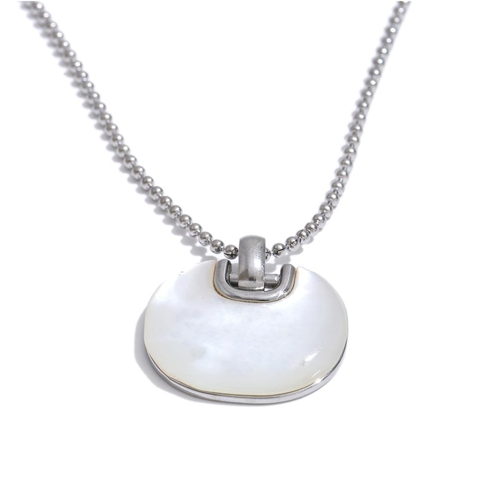 Yhpup Stainless Steel Natural Shell Drop Fashion Necklace High Quality Summer Style Trendy Korean Jewelry for Women