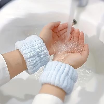2Pc Waterproof Headband, Face Washing Wristband, Face Washing Cufflinks, Sweat Absorbing Cuff Wristband.