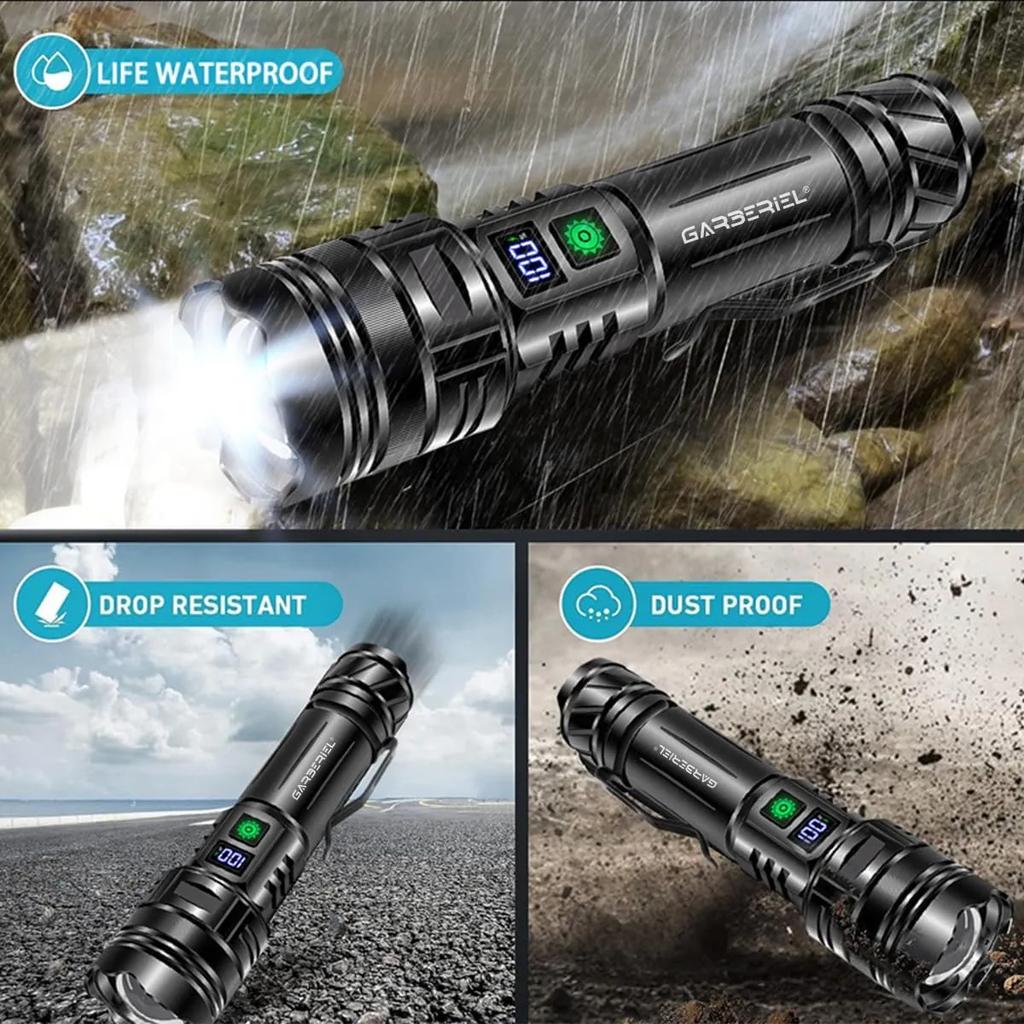 500W High Power LED Flashlight Type-C USB Rechargeable Zoom Torch Strong Light Lamp Outdoor Ultra Powerful Flash Light