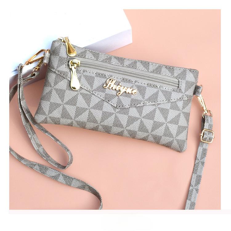 

Women s Plaid Print Vintage Style Wallet, Crossbody Bag, Clutch Bag, Card Holder 20 * 10 * 1.5CM серый