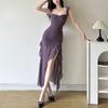 Spring and Summer Women's Sexy Halter Top Breast Split Buttock Long Dress