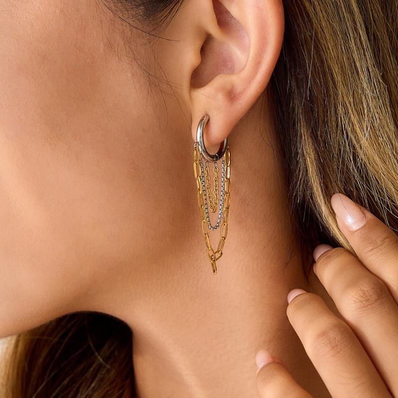 Women Classic Trendy 18K Gold Color Plated Chain Tassel Drop Earrings Hypoallergenic Waterproof Stainless Steel Jewelry Party